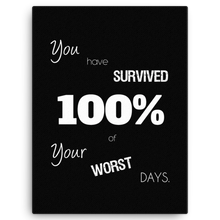 You Have Survived 100% of Your Worst Days Canvas Wall Art